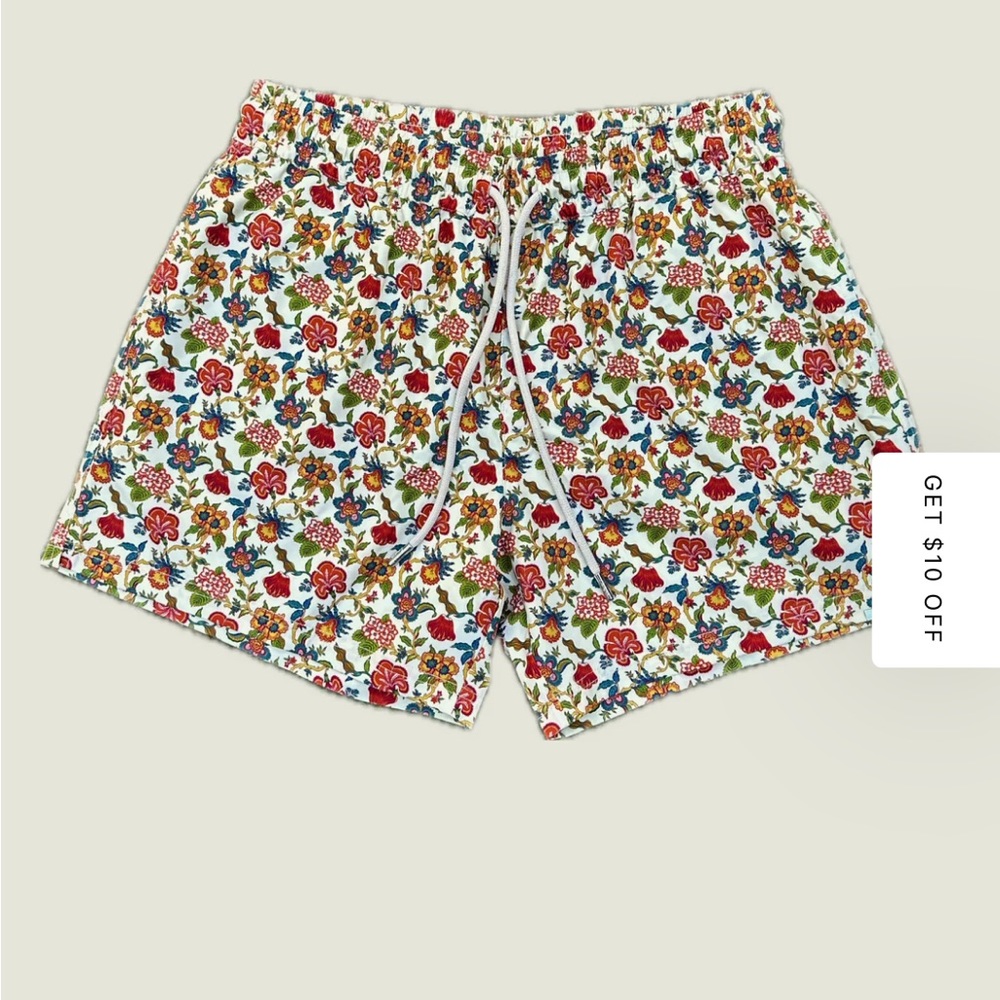 Floral Print Men's Swimsuit Shorts (Size M)